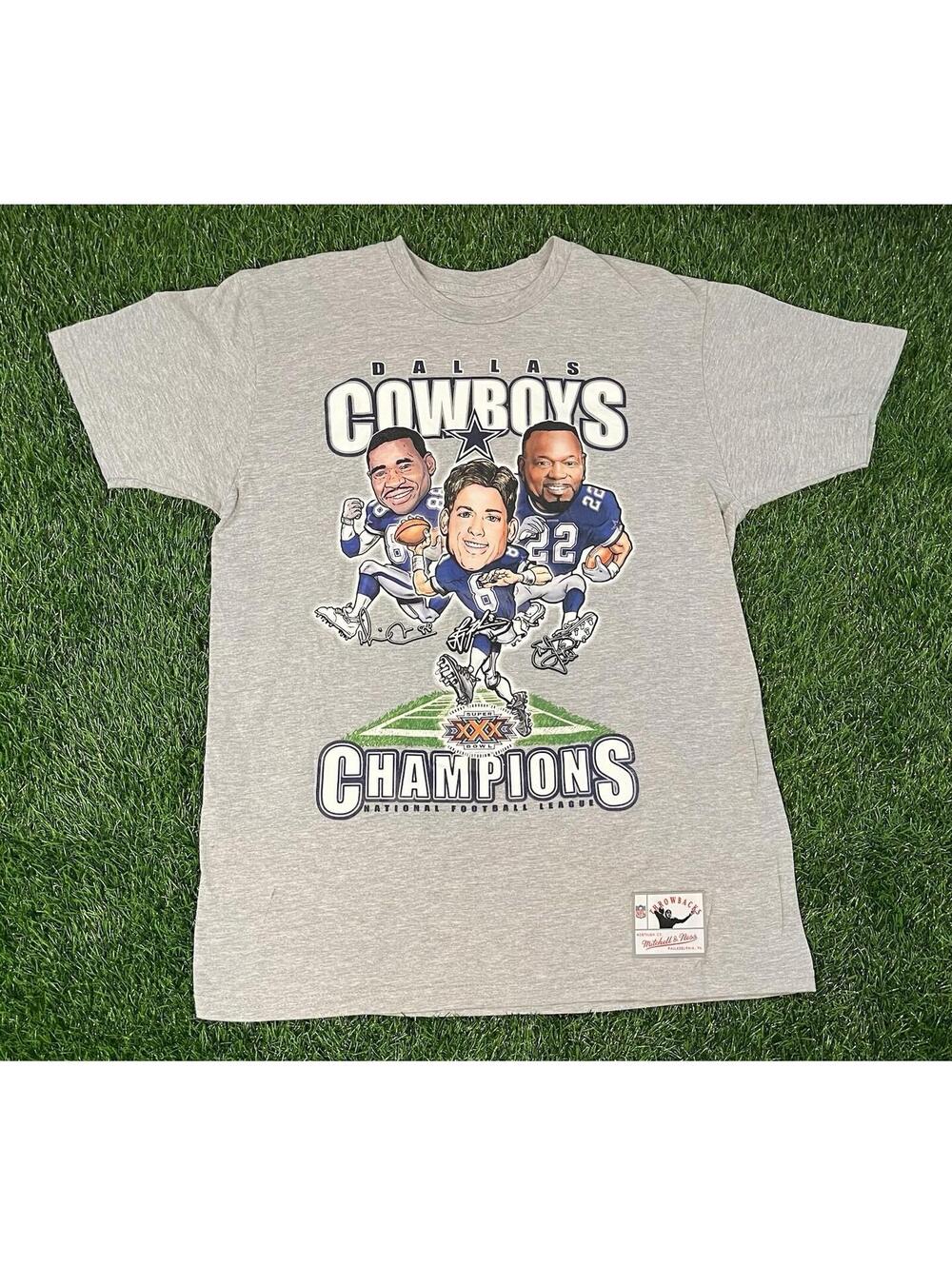 Mitchell & Ness NFL Dallas Cowboys Super Bowl XXX Gray T-Shirt Mens Size Medium